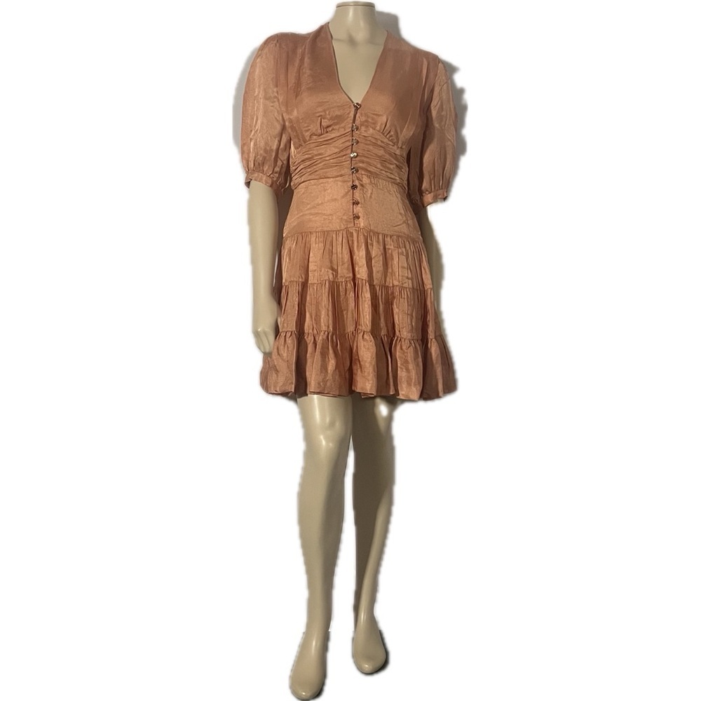 NWT Sandro Gathered tiered satin mini dress - Picture 4 of 16